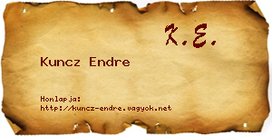 Kuncz Endre névjegykártya