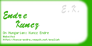 endre kuncz business card